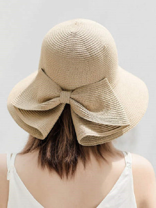 髪と肌を守るUVカット 100%遮光 草編み リボン サークル ファッション 帽子