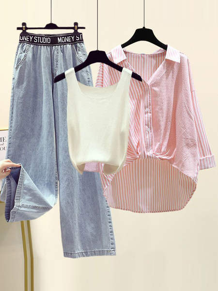 ホワイト/キャミソール+ピンク/シャツ+パンツ