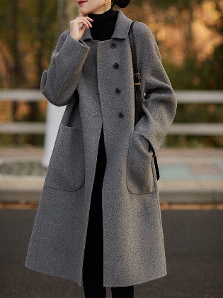 【M-4XL】大人の定番 折り襟 無地 ファッション 気質満点 ラシャ コート