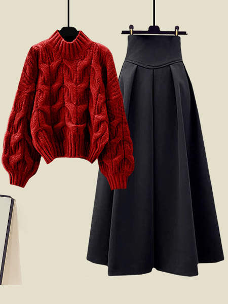 レッド/セーター＋ブラック／スカート