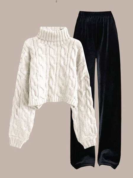 ホワイト/セーター+パンツ