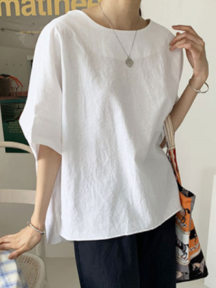 M-XL  女っぽさが漂う 人気上昇中 シンプル エレガント 無地 夏 五分袖 カジュアル シャツ