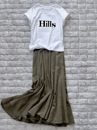 【2点セット】人気高い カジュアル 半袖 アルファベット Tシャツ+Aライン スカート スカートセット