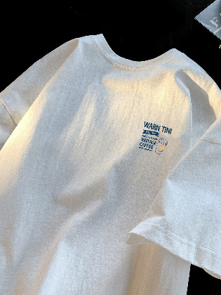 【男女兼用】 7色選べる カジュアル プリント 体型カバー アルファベット 夏 半袖 Tシャツ